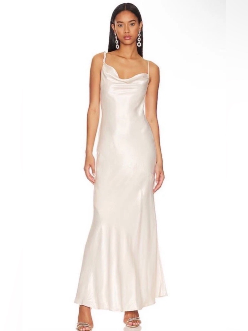 Revolve House Of Harlow 1960 Satin Ivory Maxi Dress Women’s Size L Bridal Event